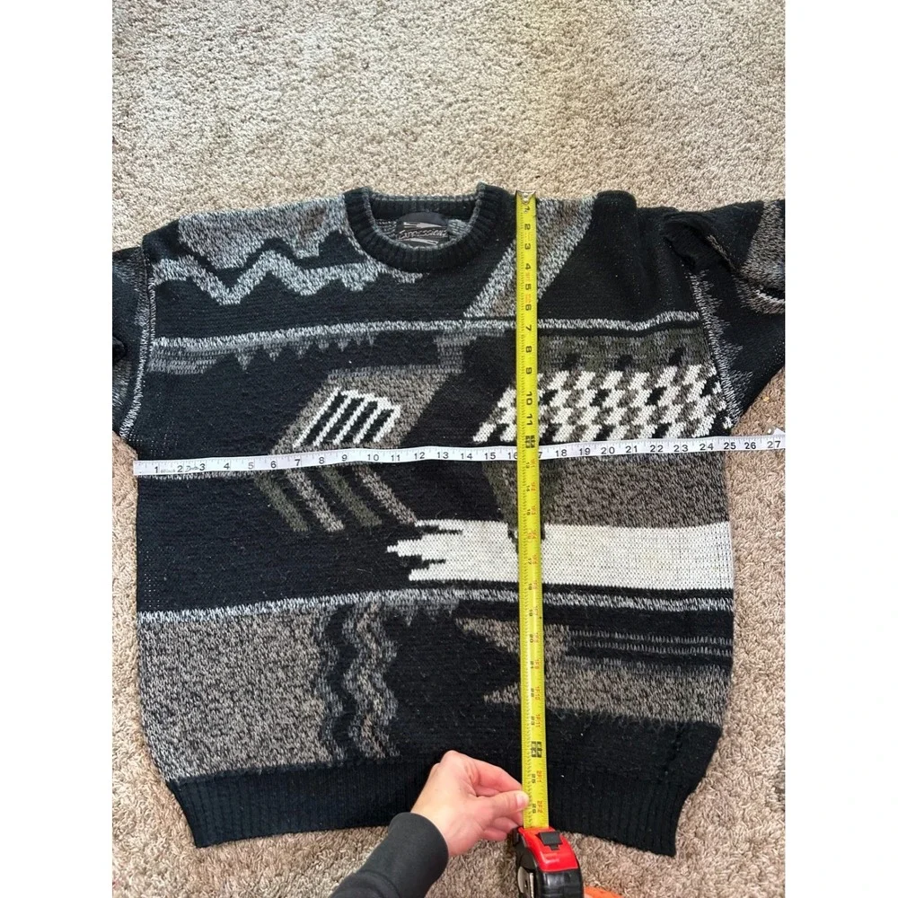 Vintage‎ Knit Sweater Mens Large Grandpa Retro Fair Isle 80s 90s Indie Grunge